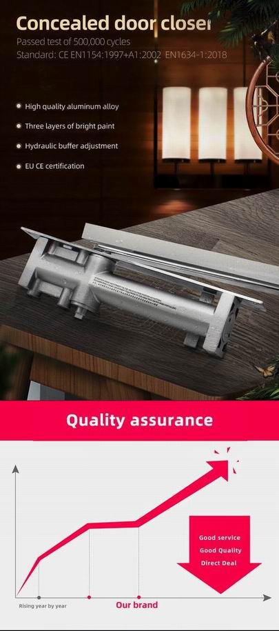 Aluminum hydraulic concealed mounted door closer